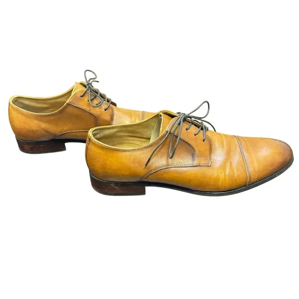 Aldo Mulligan Cognac Brown Leather Oxford Dress Shoes‎ Non-Slip Men's 10.5